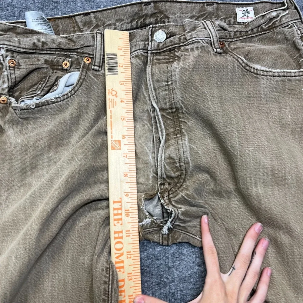 Levi's 501 Original Fit Straight Jeans Mens 34X29 Beige Denim Button Fly - Flaws